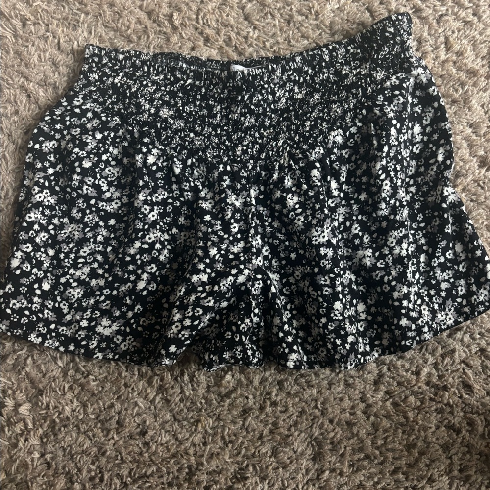 Black and White Floral Shorts